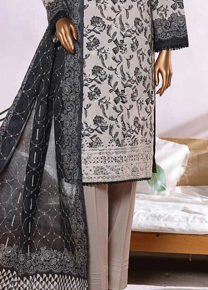 HZ Textiles Chikankari Lawn Suits Unstitched 3 Piece HZ25EC ELC-235 - Summer Collection