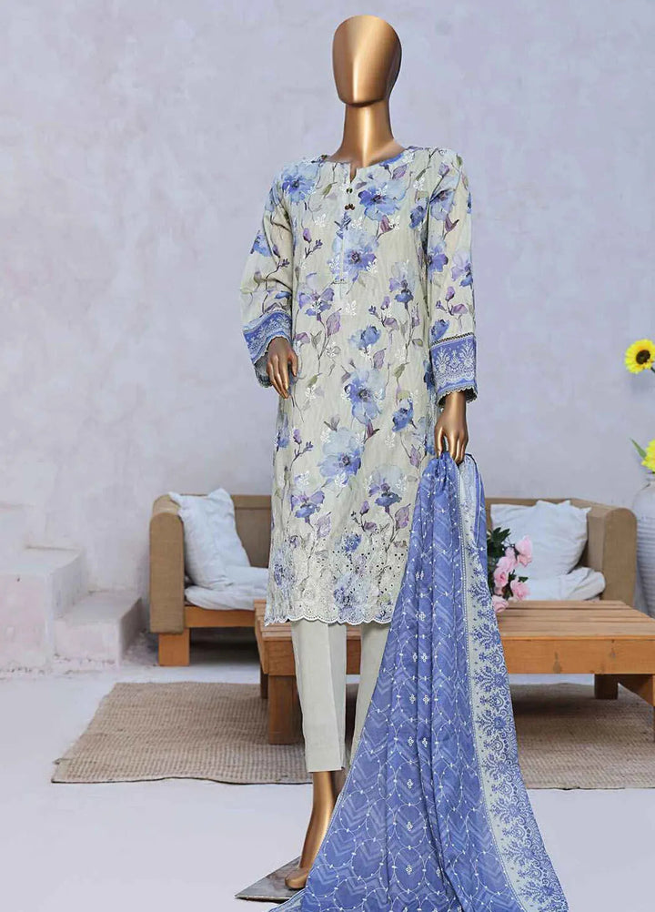 HZ Textiles Chikankari Lawn Suits Unstitched 3 Piece HZ25EC ELC-236 - Summer Collection