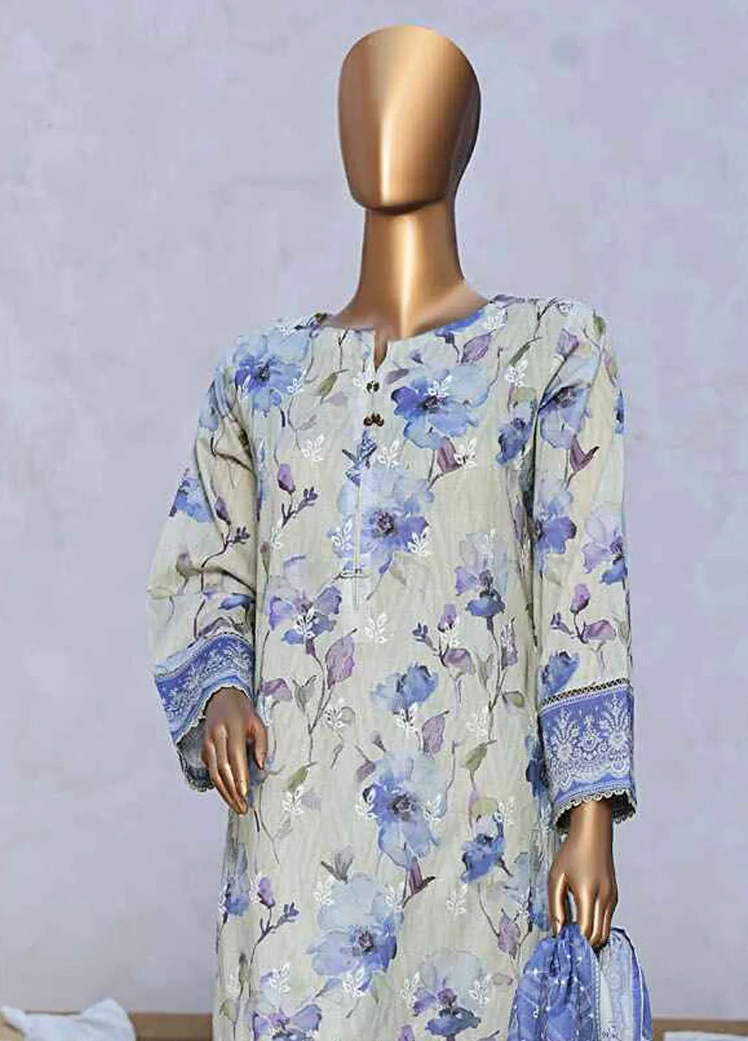 HZ Textiles Chikankari Lawn Suits Unstitched 3 Piece HZ25EC ELC-236 - Summer Collection