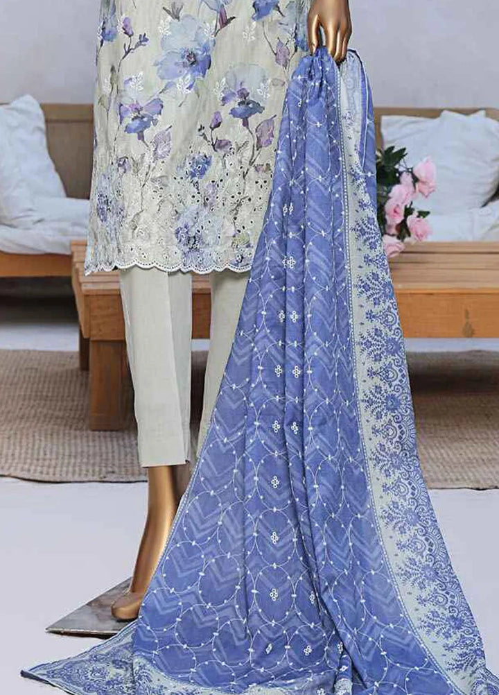 HZ Textiles Chikankari Lawn Suits Unstitched 3 Piece HZ25EC ELC-236 - Summer Collection