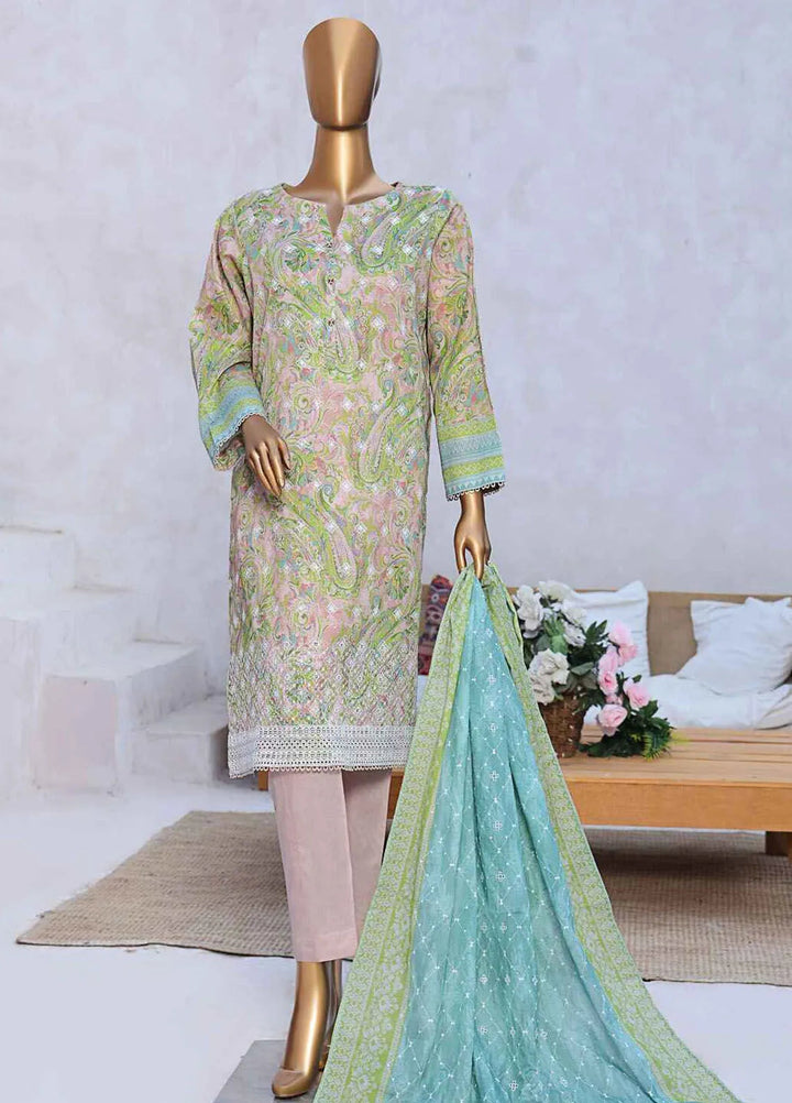 HZ Textiles Chikankari Lawn Suits Unstitched 3 Piece HZ25EC ELC-240 - Summer Collection