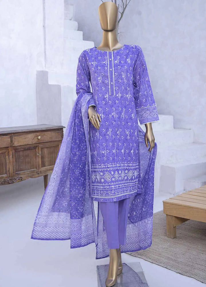 HZ Textiles Chikankari Lawn Suits Unstitched 3 Piece HZ25EC ELC-241 - Summer Collection