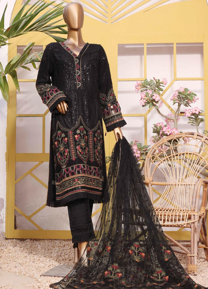 HZ Textiles Embroidered Chiffon Suits Unstitched 3 Piece HZ22CL Musk - Luxury Collection