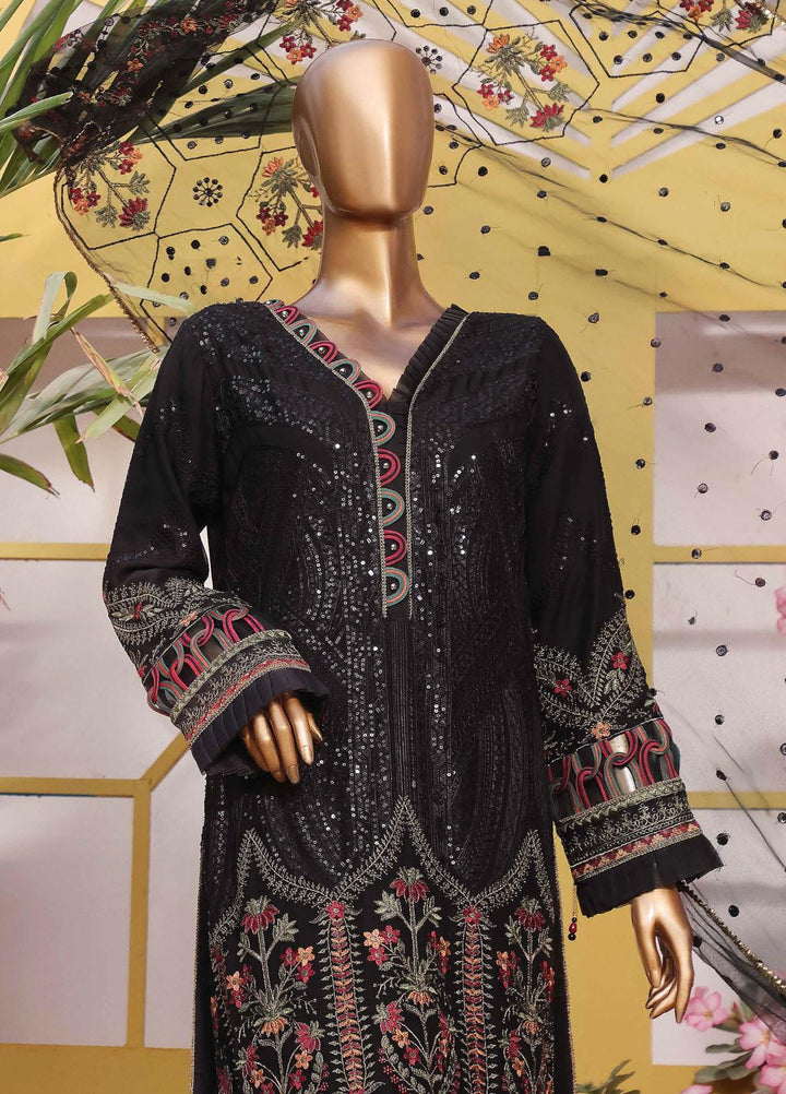 HZ Textiles Embroidered Chiffon Suits Unstitched 3 Piece HZ22CL Musk - Luxury Collection