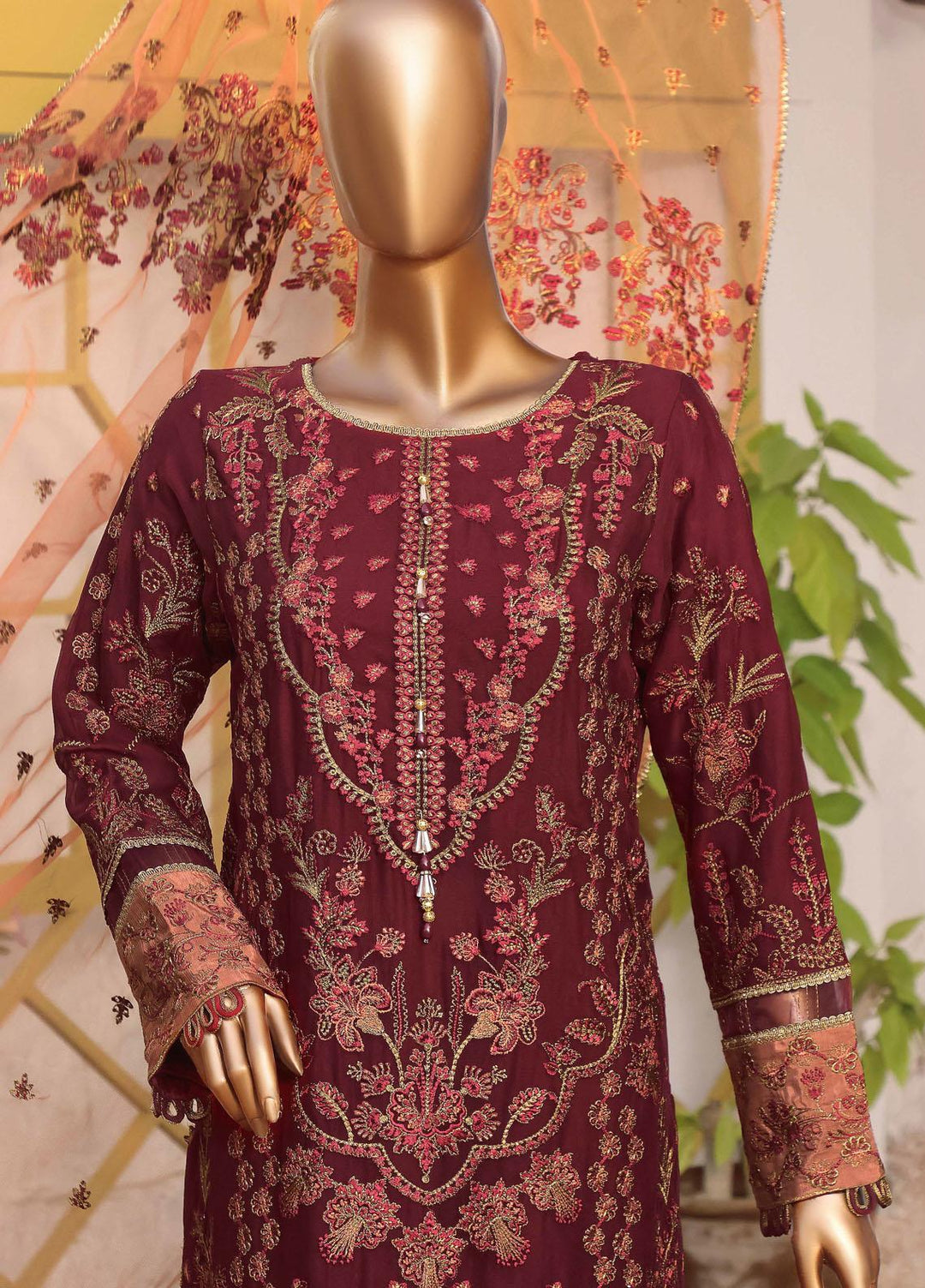 HZ Textiles Embroidered Chiffon Suits Unstitched 3 Piece HZ22CL Zoey - Luxury Collection