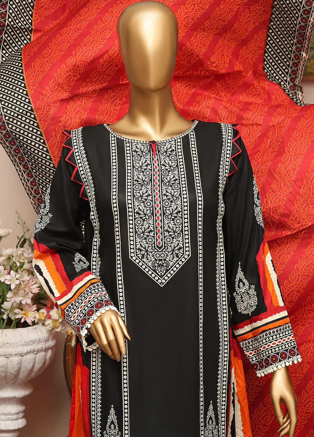 HZ Textiles Printed Lawn Suits Unstitched 3 Piece HZ22DC DCP-24A - Summer Collection