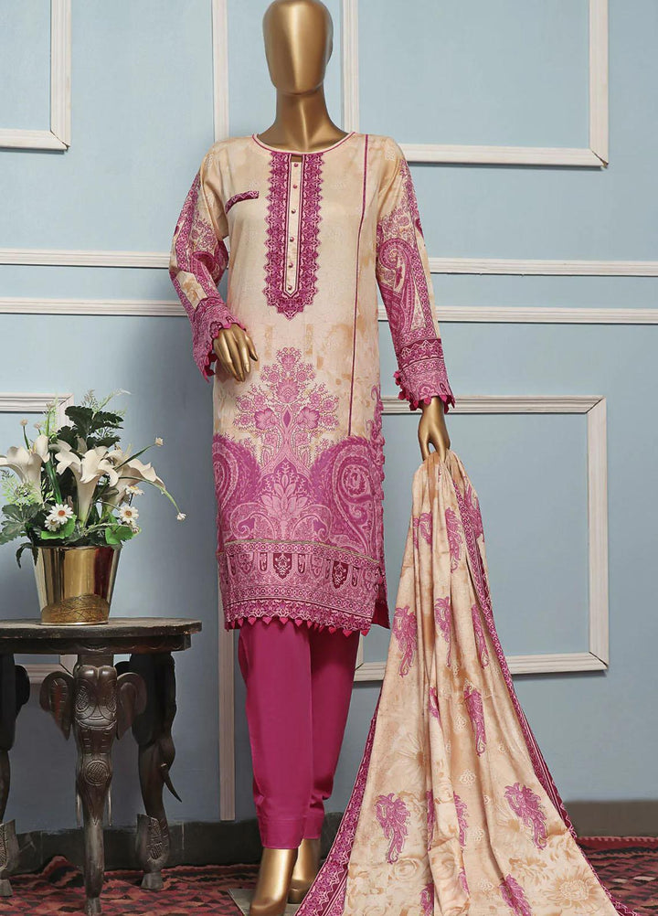 HZ Textiles Printed Lawn Suits Unstitched 3 Piece HZ22DC DCP-28A - Summer Collection