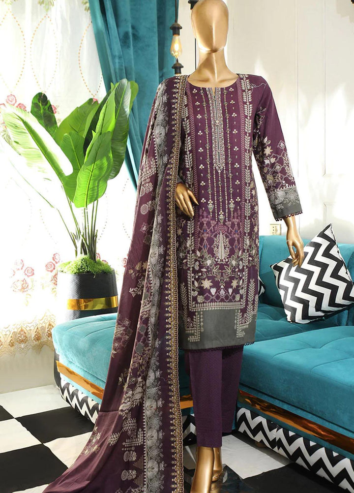 HZ Textiles Embroidered Cotton Suits Unstitched 3 Piece HZ22DKC DKC-1195-A - Winter Collection