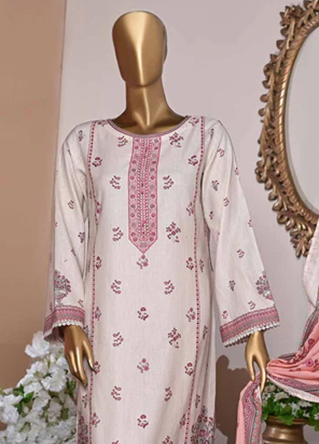 HZ Textiles Printed Cotton Suits Unstitched 3 Piece HZ22DK DKC-1201-A - Winter Collection