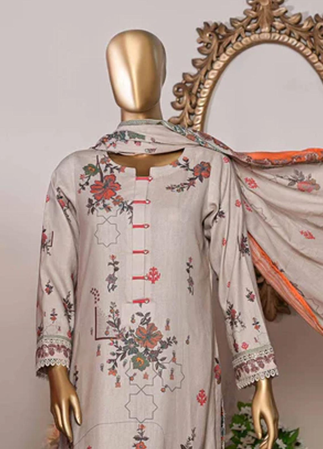 HZ Textiles Printed Cotton Suits Unstitched 3 Piece HZ22DK DKC-1202-A - Winter Collection