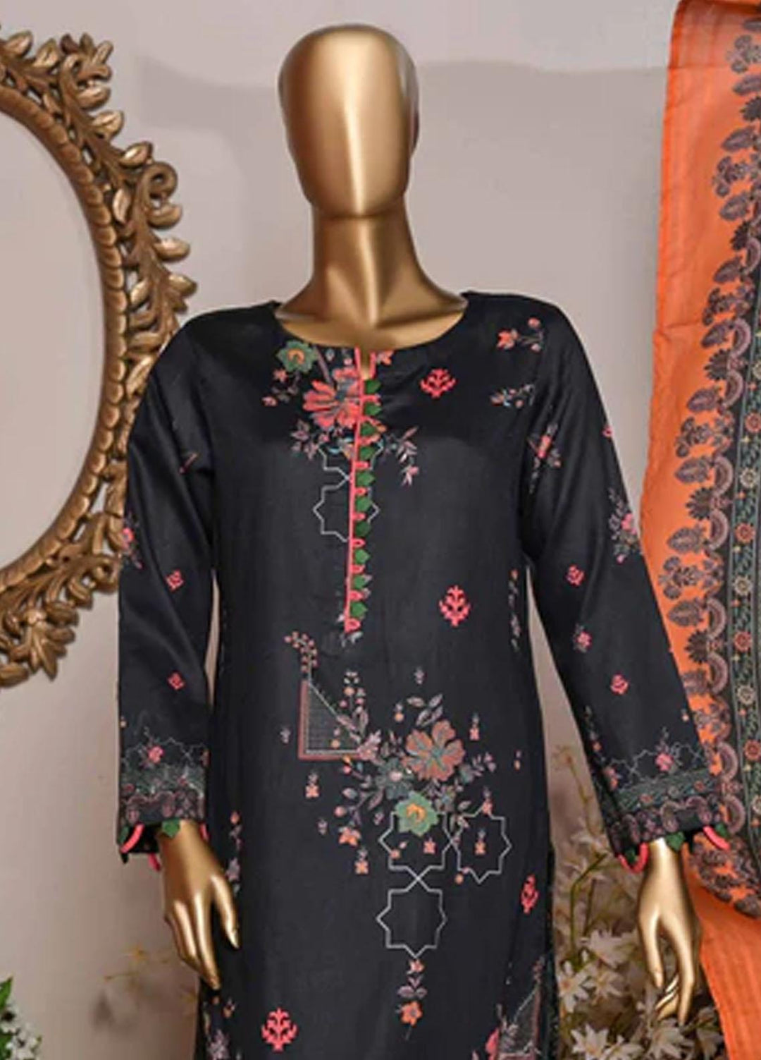 HZ Textiles Printed Cotton Suits Unstitched 3 Piece HZ22DK DKC-1202-B - Winter Collection