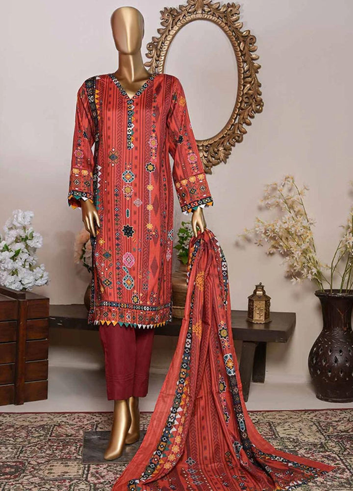 HZ Textiles Printed Cotton Suits Unstitched 3 Piece HZ22DK DKC-1203 - Winter Collection