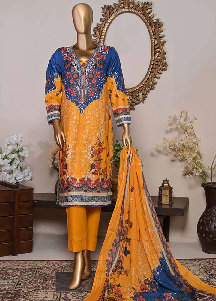HZ Textiles Printed Cotton Suits Unstitched 3 Piece HZ22DK DKC-1204-A - Winter Collection