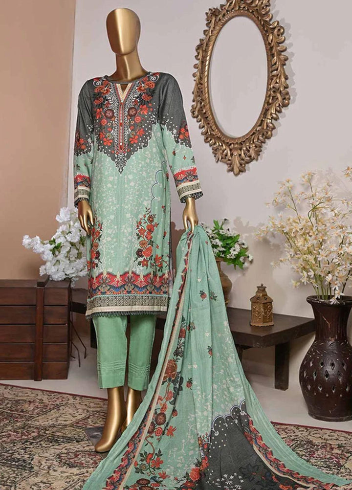 HZ Textiles Printed Cotton Suits Unstitched 3 Piece HZ22DK DKC-1204-B - Winter Collection