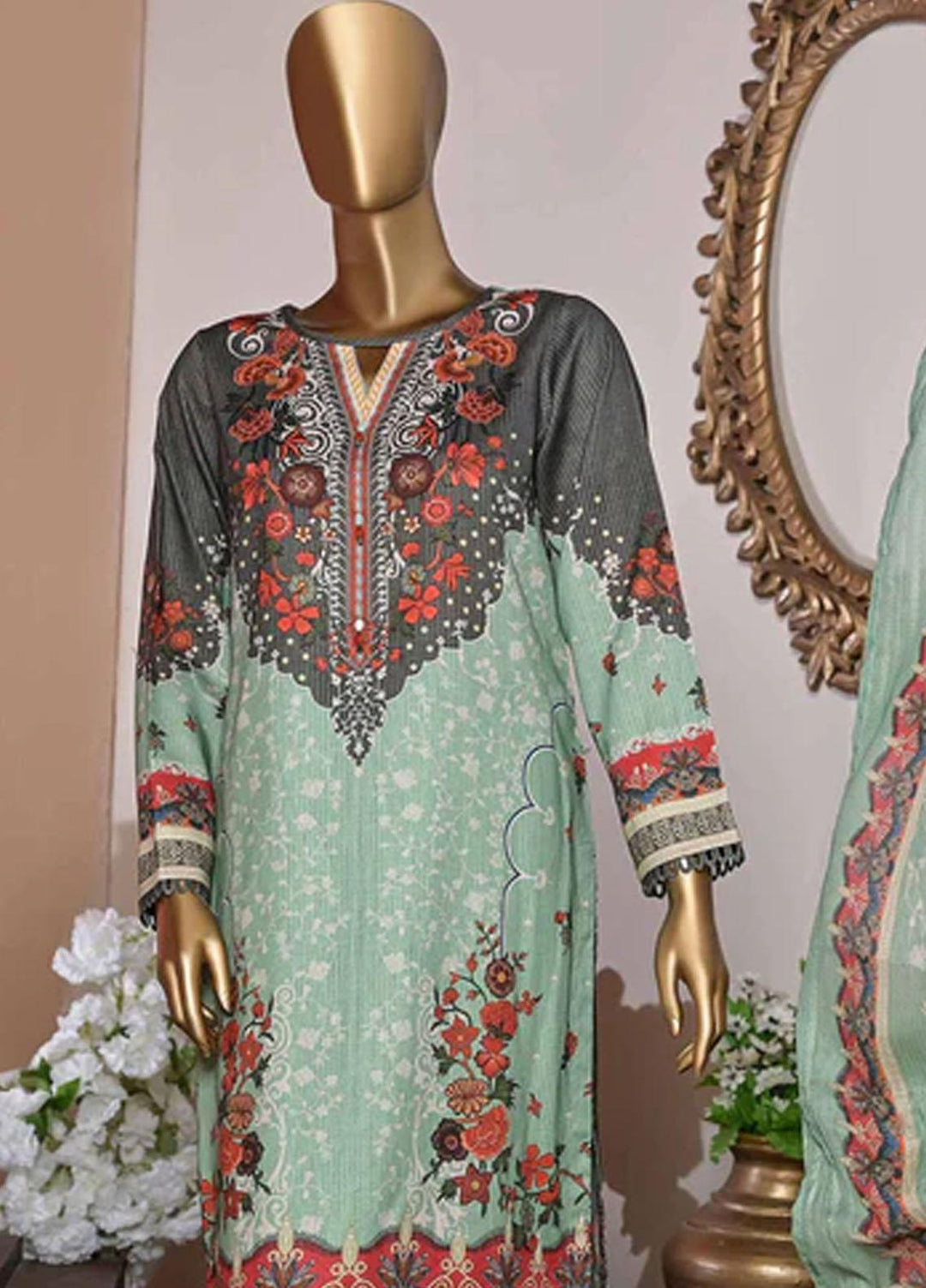 HZ Textiles Printed Cotton Suits Unstitched 3 Piece HZ22DK DKC-1204-B - Winter Collection