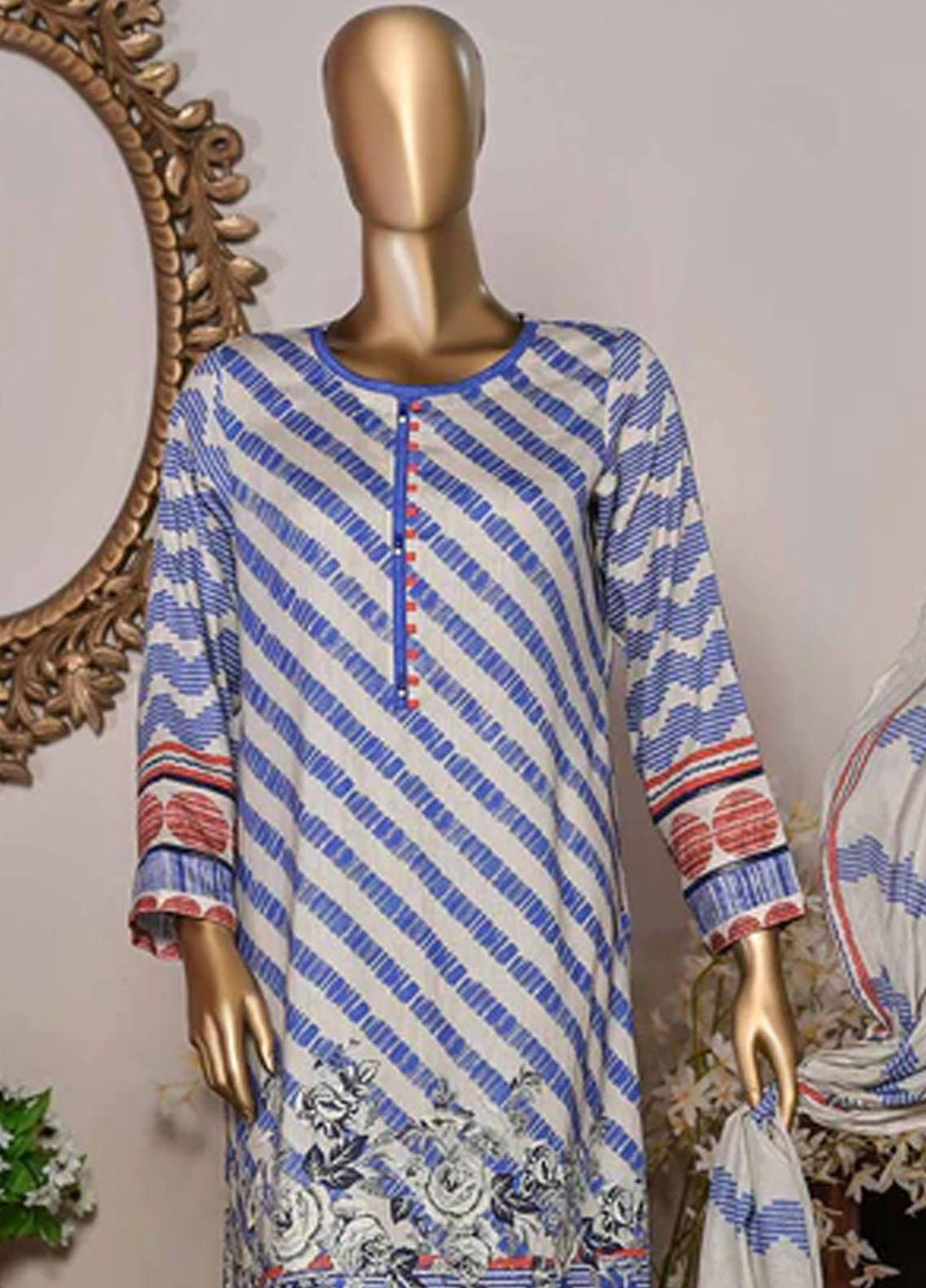 HZ Textiles Printed Cotton Suits Unstitched 3 Piece HZ22DK DKC-1205-A - Winter Collection