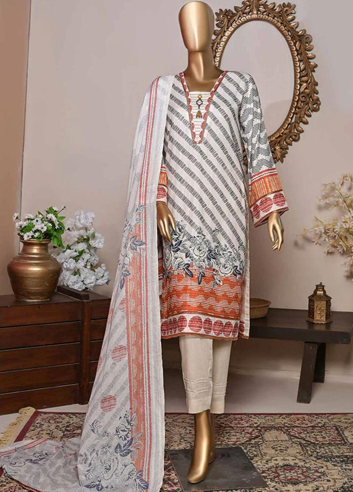 HZ Textiles Printed Cotton Suits Unstitched 3 Piece HZ22DK DKC-1205-B - Winter Collection
