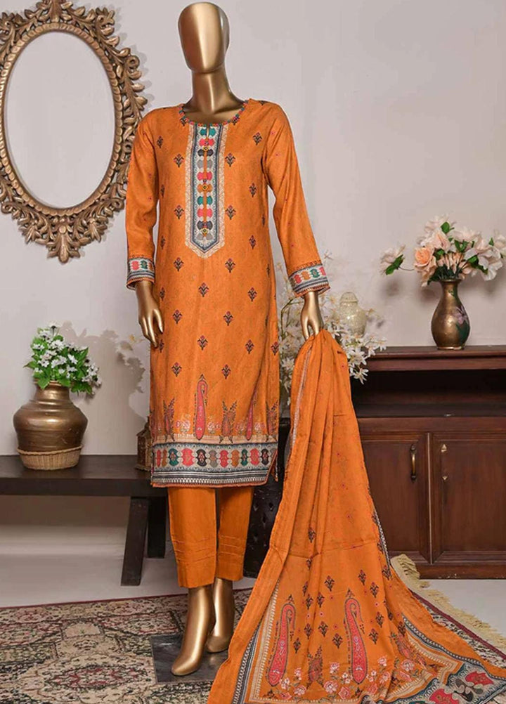 HZ Textiles Printed Cotton Suits Unstitched 3 Piece HZ22DK DKC-1206 - Winter Collection
