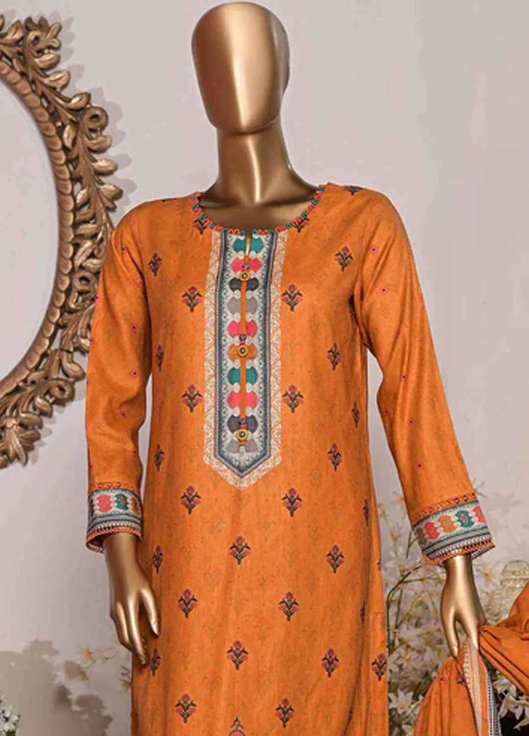 HZ Textiles Printed Cotton Suits Unstitched 3 Piece HZ22DK DKC-1206 - Winter Collection