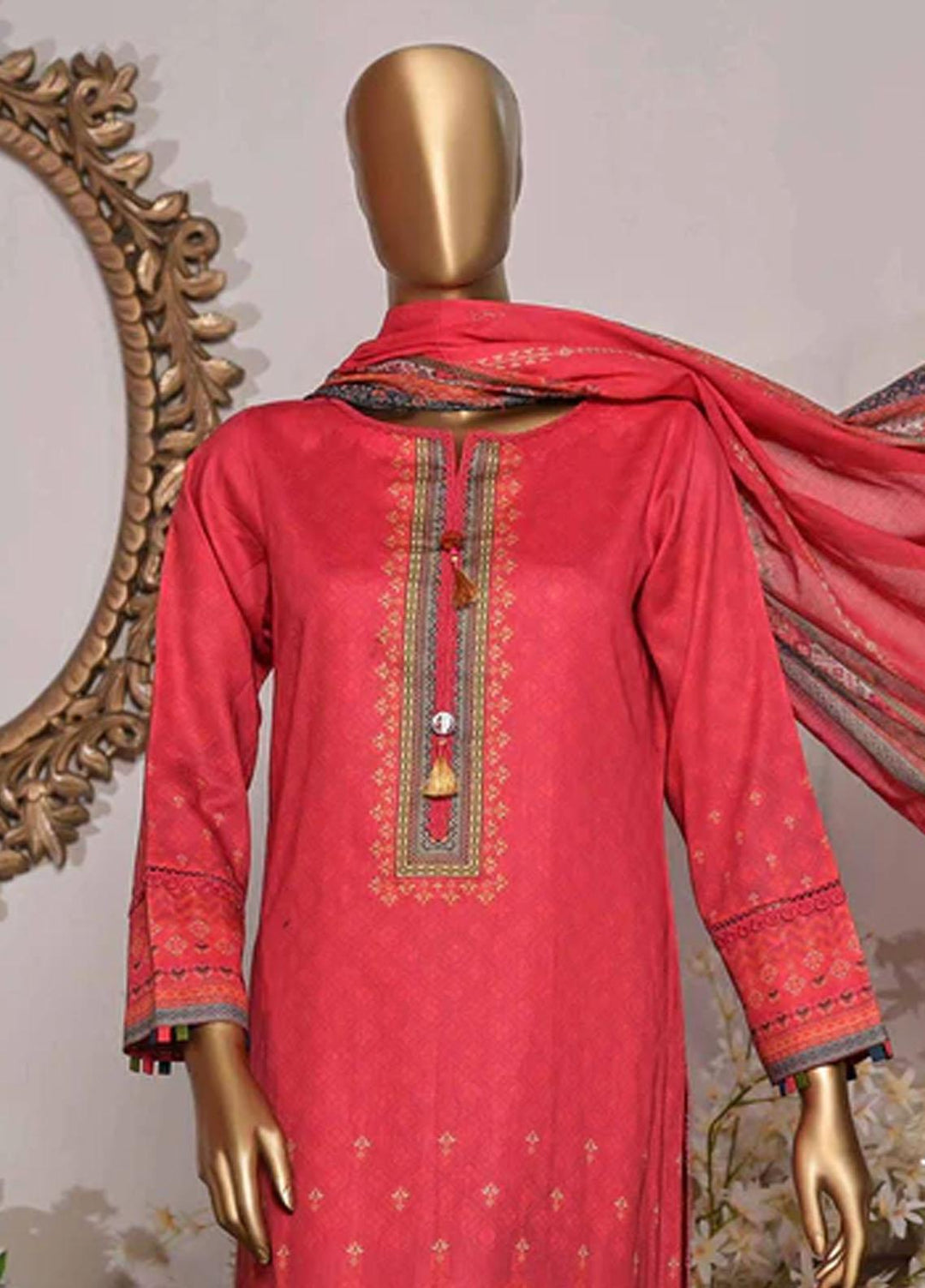 HZ Textiles Printed Cotton Suits Unstitched 3 Piece HZ22DK DKC-1207 - Winter Collection