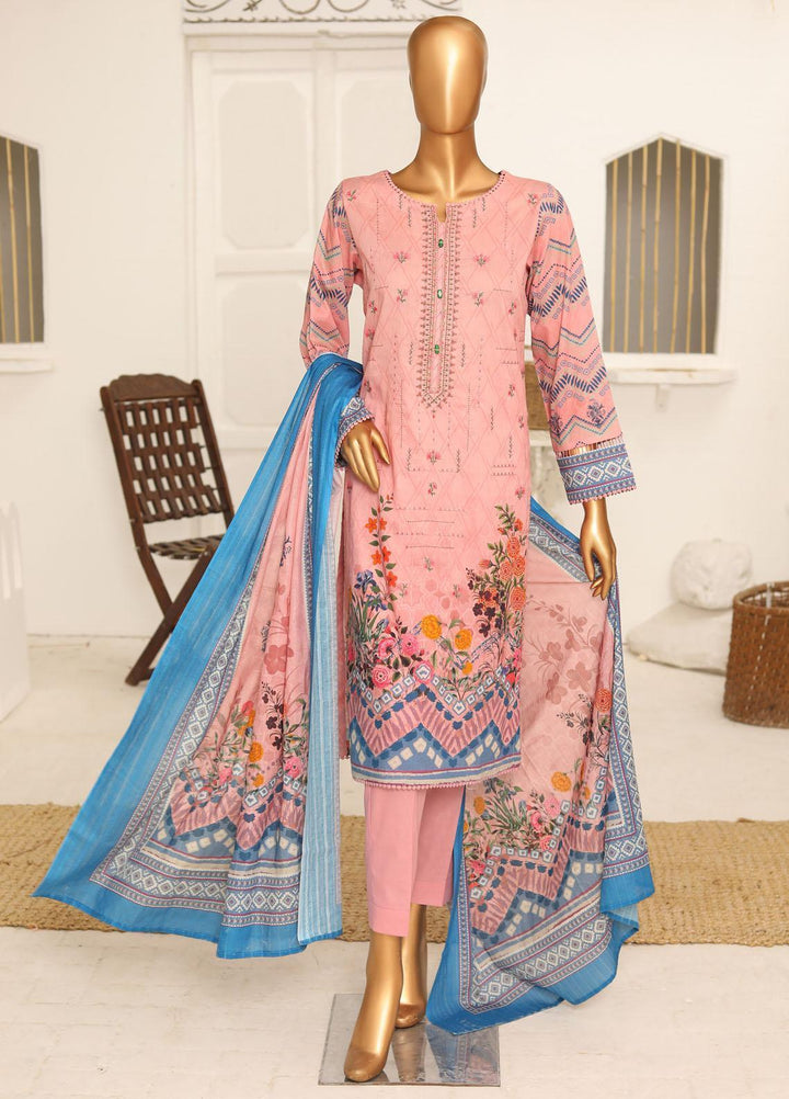 HZ Textiles Embroidered Lawn Suits Unstitched 3 Piece HZ23DR DR-1213 - Summer Collection