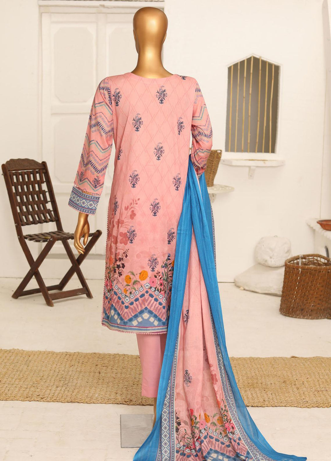 HZ Textiles Embroidered Lawn Suits Unstitched 3 Piece HZ23DR DR-1213 - Summer Collection