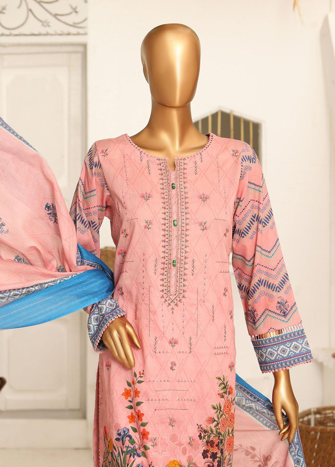 HZ Textiles Embroidered Lawn Suits Unstitched 3 Piece HZ23DR DR-1213 - Summer Collection