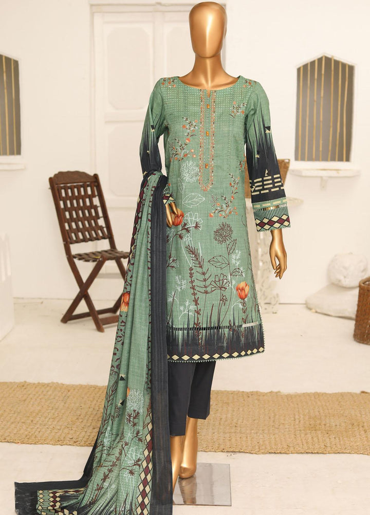 HZ Textiles Embroidered Lawn Suits Unstitched 3 Piece HZ23DR DR-1215 - Summer Collection