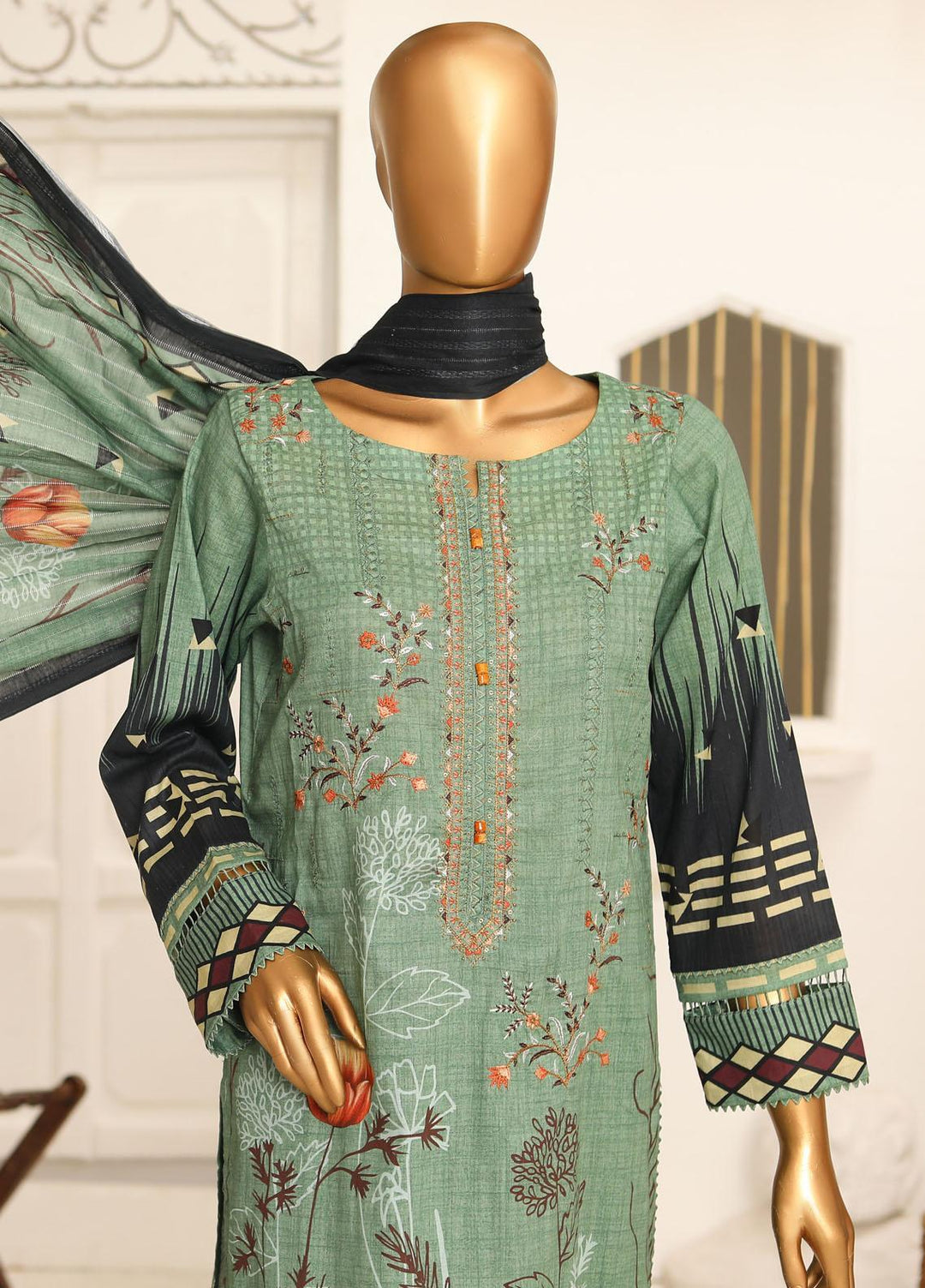 HZ Textiles Embroidered Lawn Suits Unstitched 3 Piece HZ23DR DR-1215 - Summer Collection