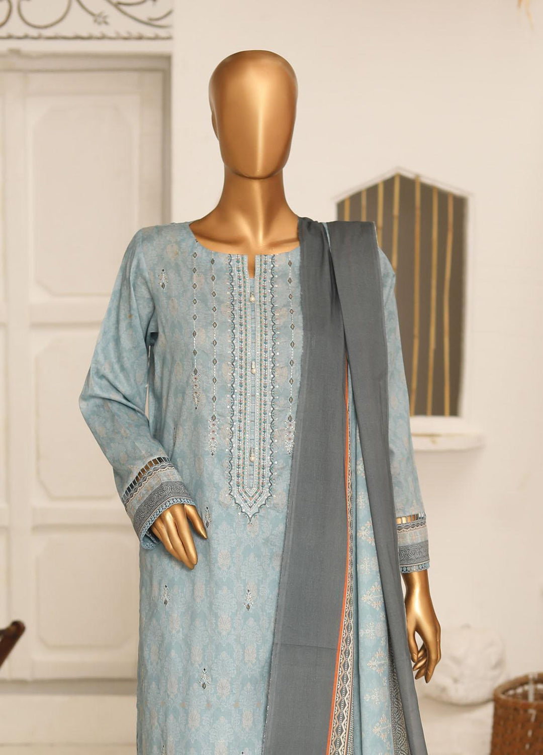 HZ Textiles Embroidered Lawn Suits Unstitched 3 Piece HZ23DR DR-1218 - Summer Collection
