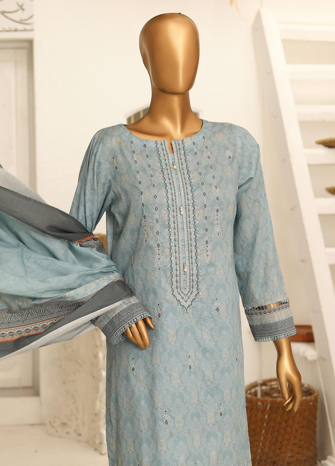 HZ Textiles Embroidered Lawn Suits Unstitched 3 Piece HZ23DR DR-1218 - Summer Collection