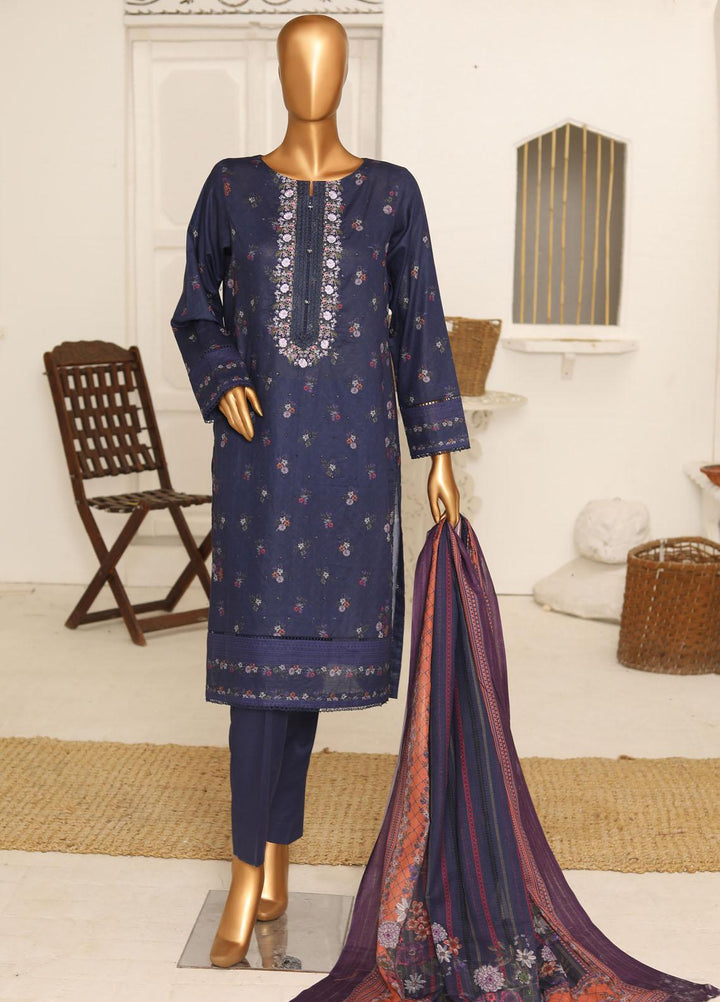 HZ Textiles Embroidered Lawn Suits Unstitched 3 Piece HZ23DR DR-1220 - Summer Collection