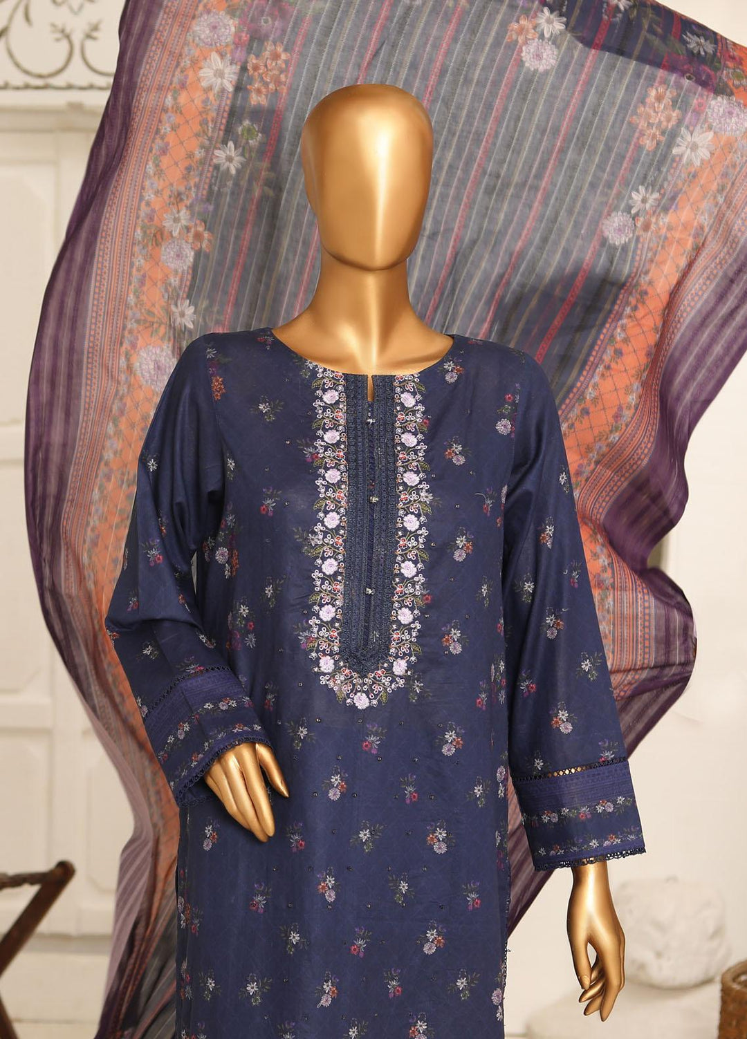 HZ Textiles Embroidered Lawn Suits Unstitched 3 Piece HZ23DR DR-1220 - Summer Collection