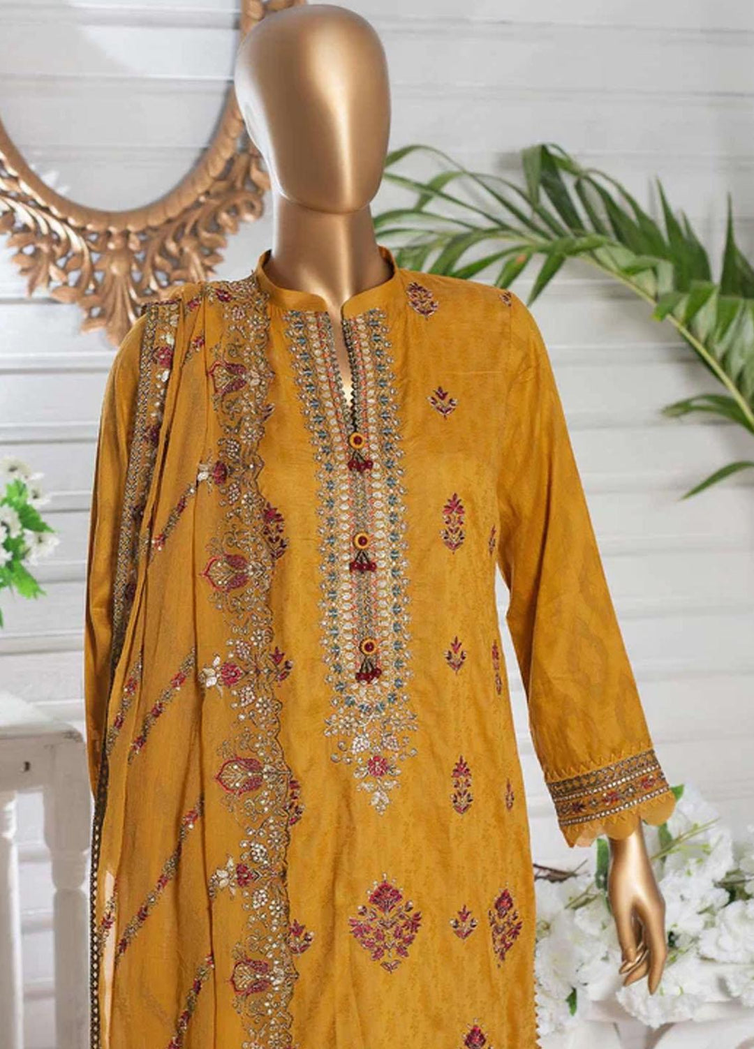 HZ Textiles Embroidered Jacquard Suits Unstitched 3 Piece HZ22DB DJB-07 - Winter Collection