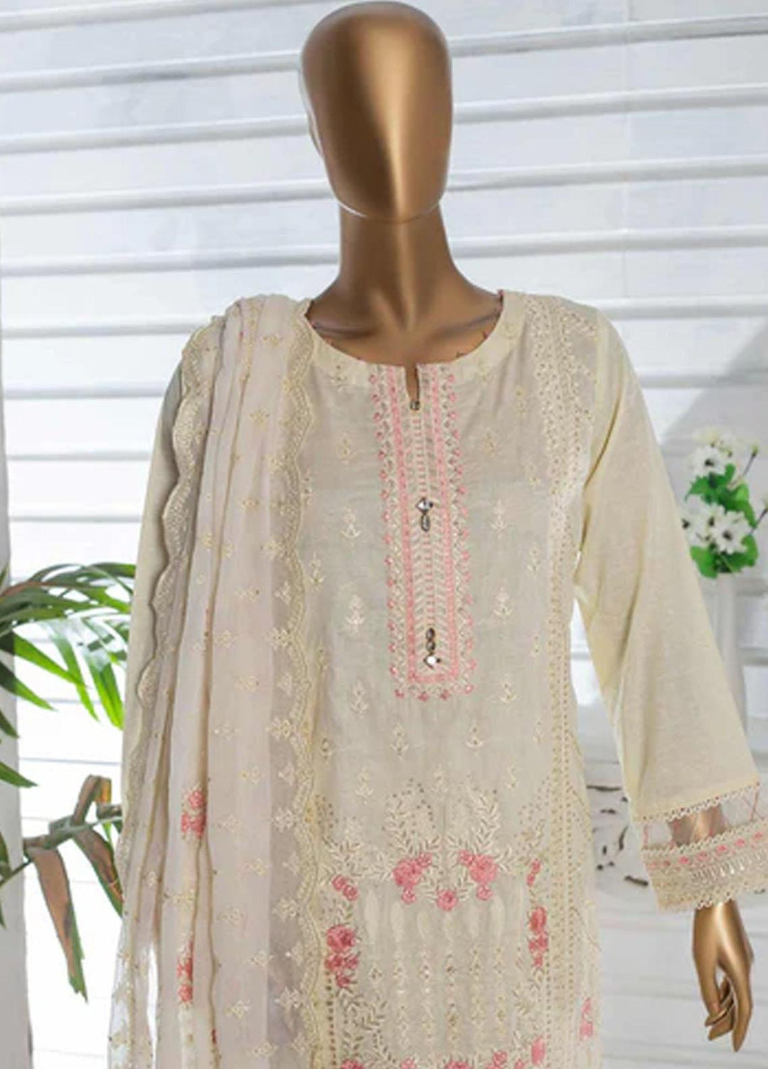 HZ Textiles Embroidered Jacquard Suits Unstitched 3 Piece HZ22DB DJB-10 - Winter Collection