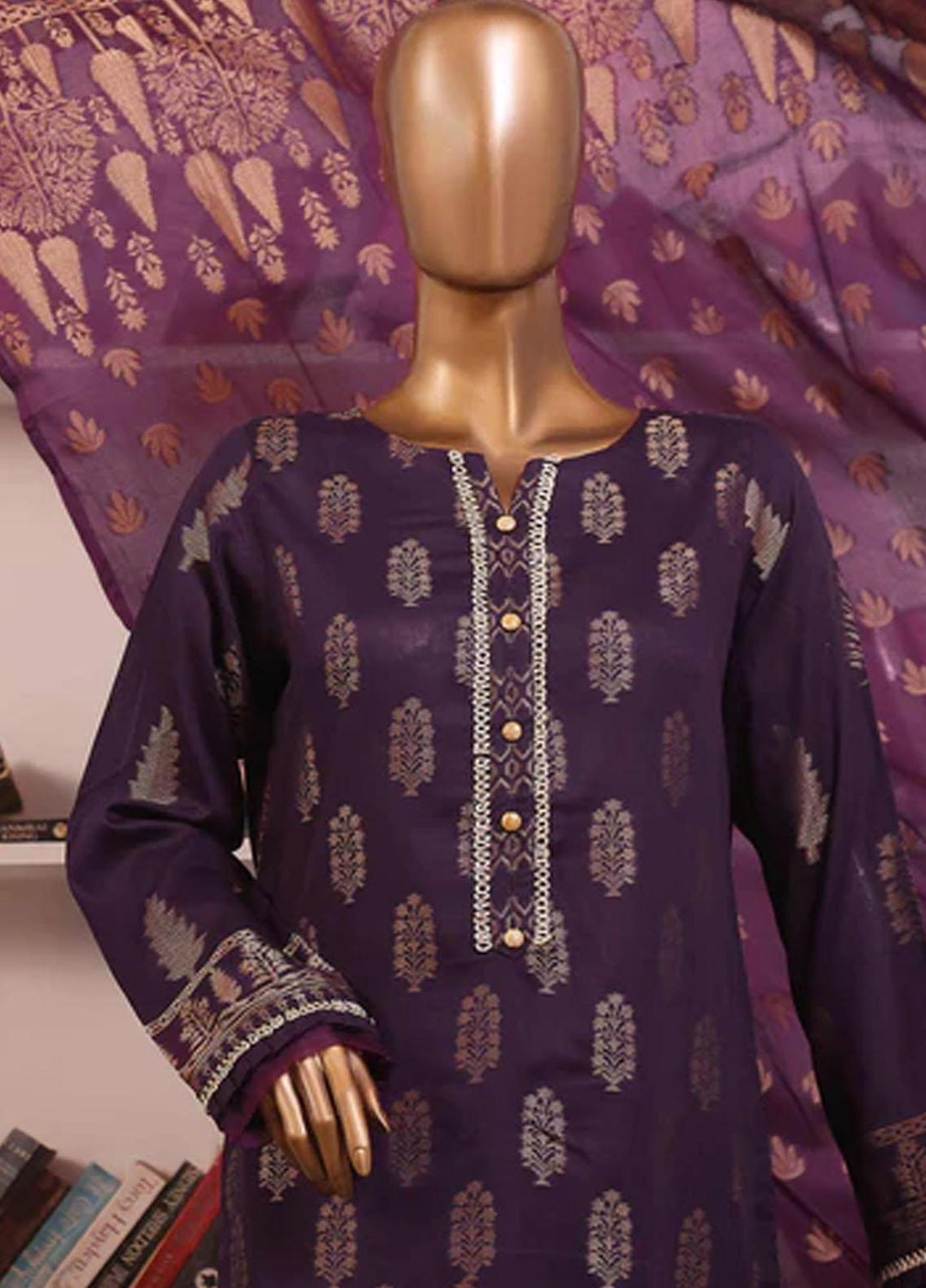 HZ Textiles Jacquard Cotton Suits Unstitched 3 Piece HZ22DF DFJ-08 - Festive Collection