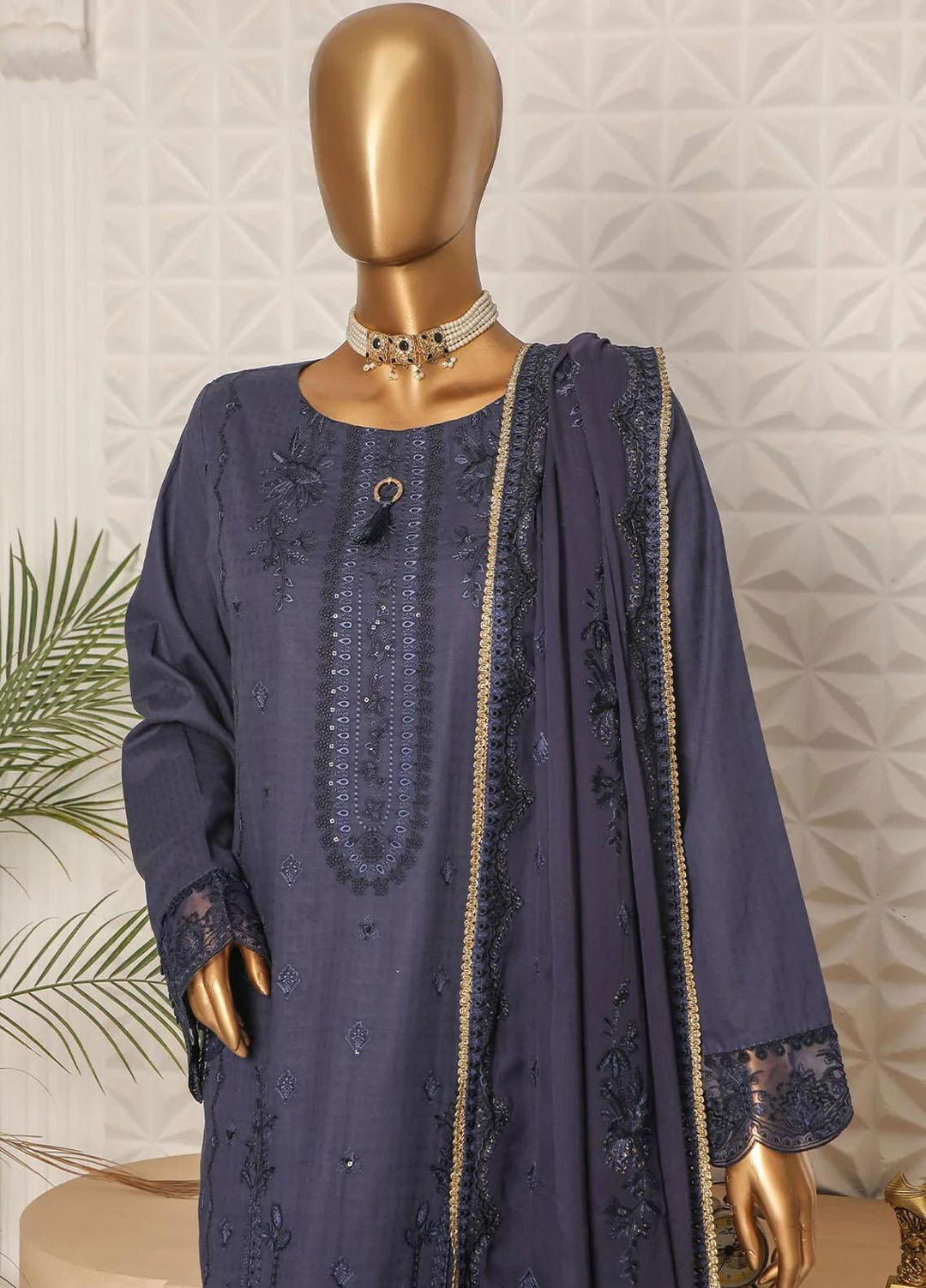 HZ Textiles Embroidered Jacquard Suits Unstitched 3 Piece HZ23DJ DJ-01 - Summer Collection