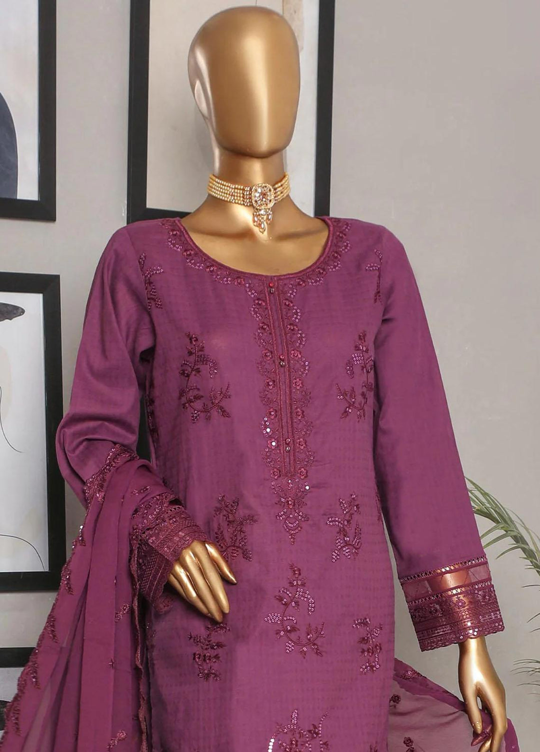 HZ Textiles Embroidered Jacquard Suits Unstitched 3 Piece HZ23DJ DJ-05 - Summer Collection