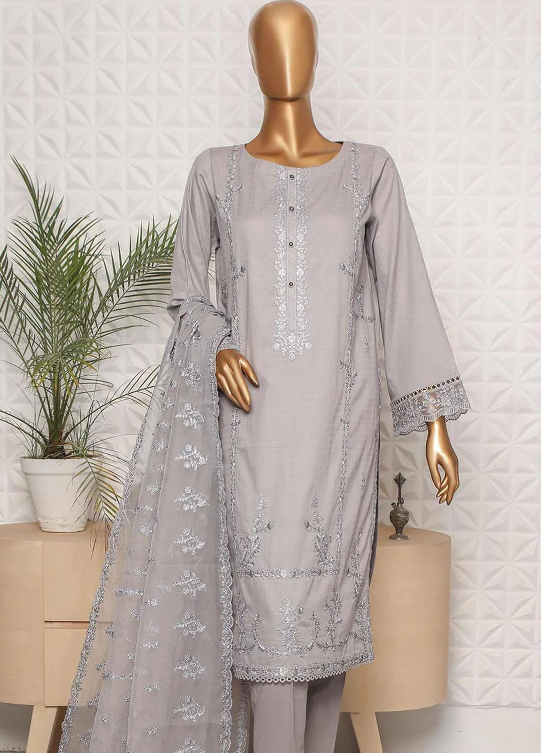 HZ Textiles Embroidered Jacquard Suits Unstitched 3 Piece HZ23DJ DJ-11 - Summer Collection