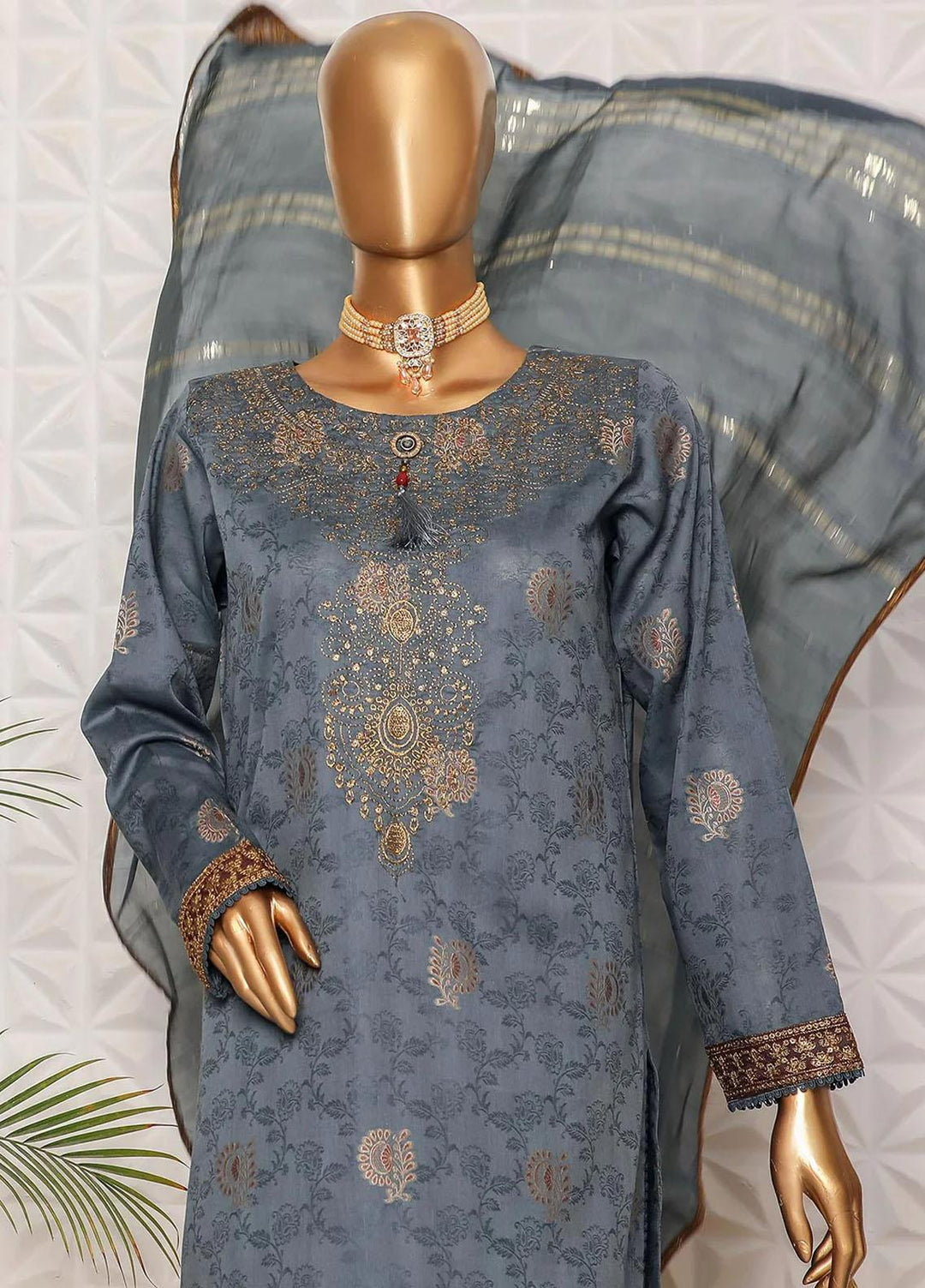 HZ Textiles Embroidered Jacquard Suits Unstitched 3 Piece HZ23DJ DJ-12 - Summer Collection