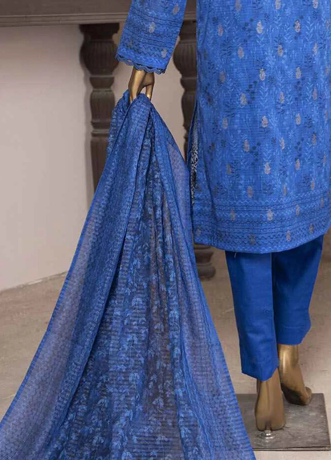 HZ Textiles Embroidered Jacquard Suits Unstitched 3 Piece HZ24KJ KJE-01 - Winter Collection