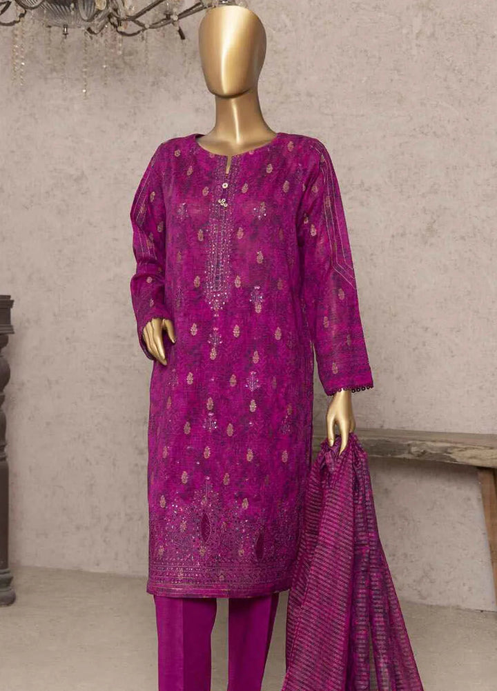 HZ Textiles Embroidered Jacquard Suits Unstitched 3 Piece HZ24KJ KJE-02 - Winter Collection