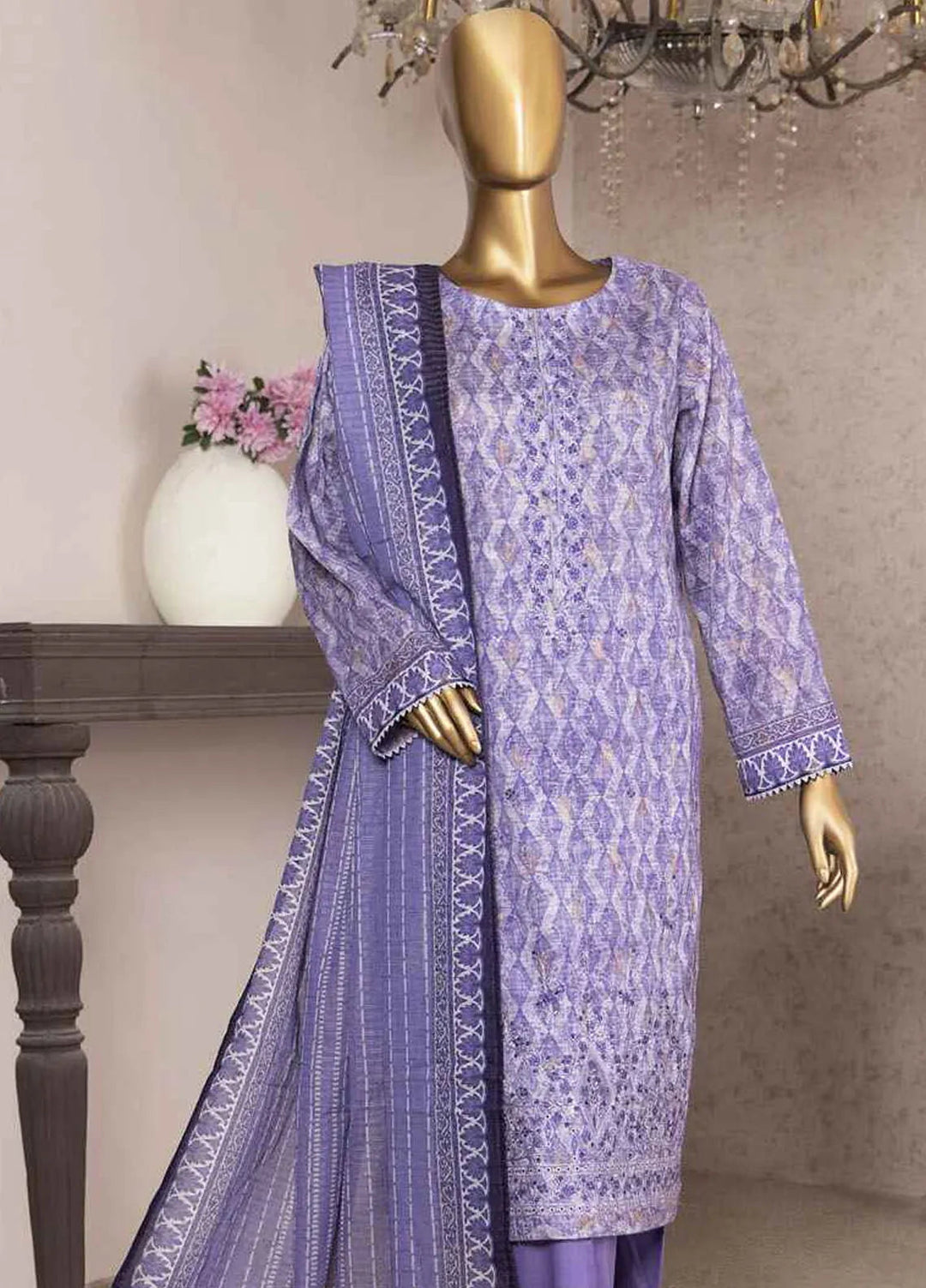 HZ Textiles Embroidered Jacquard Suits Unstitched 3 Piece HZ24KJ KJE-05 - Winter Collection