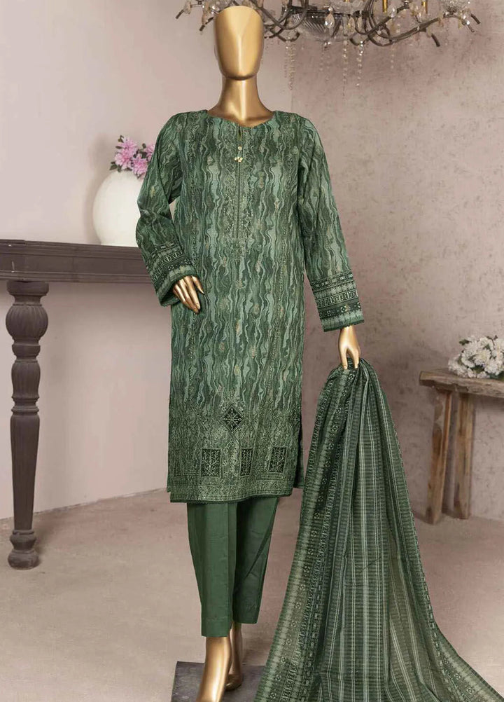 HZ Textiles Embroidered Jacquard Suits Unstitched 3 Piece HZ24KJ KJE-07 - Winter Collection