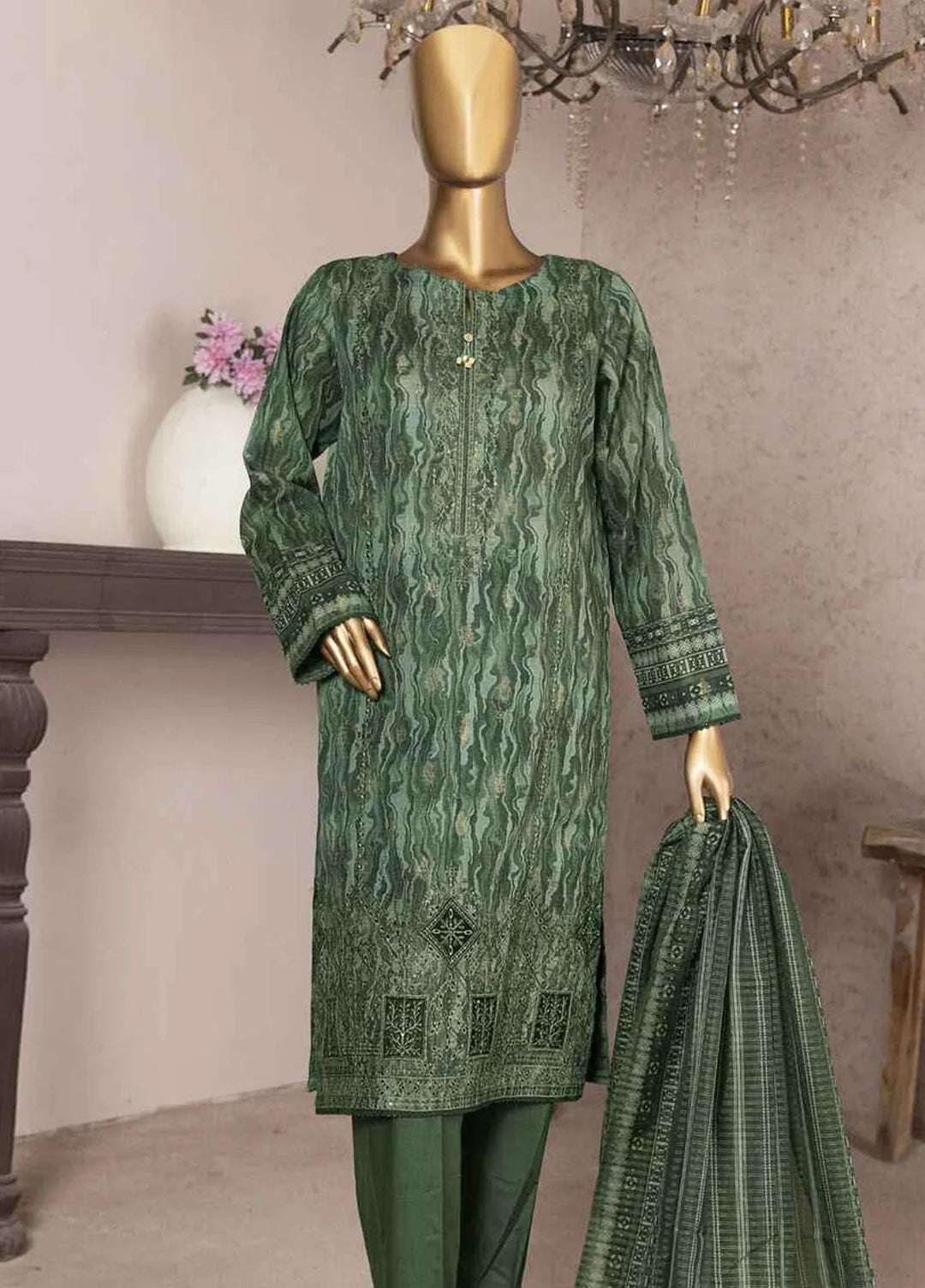 HZ Textiles Embroidered Jacquard Suits Unstitched 3 Piece HZ24KJ KJE-07 - Winter Collection