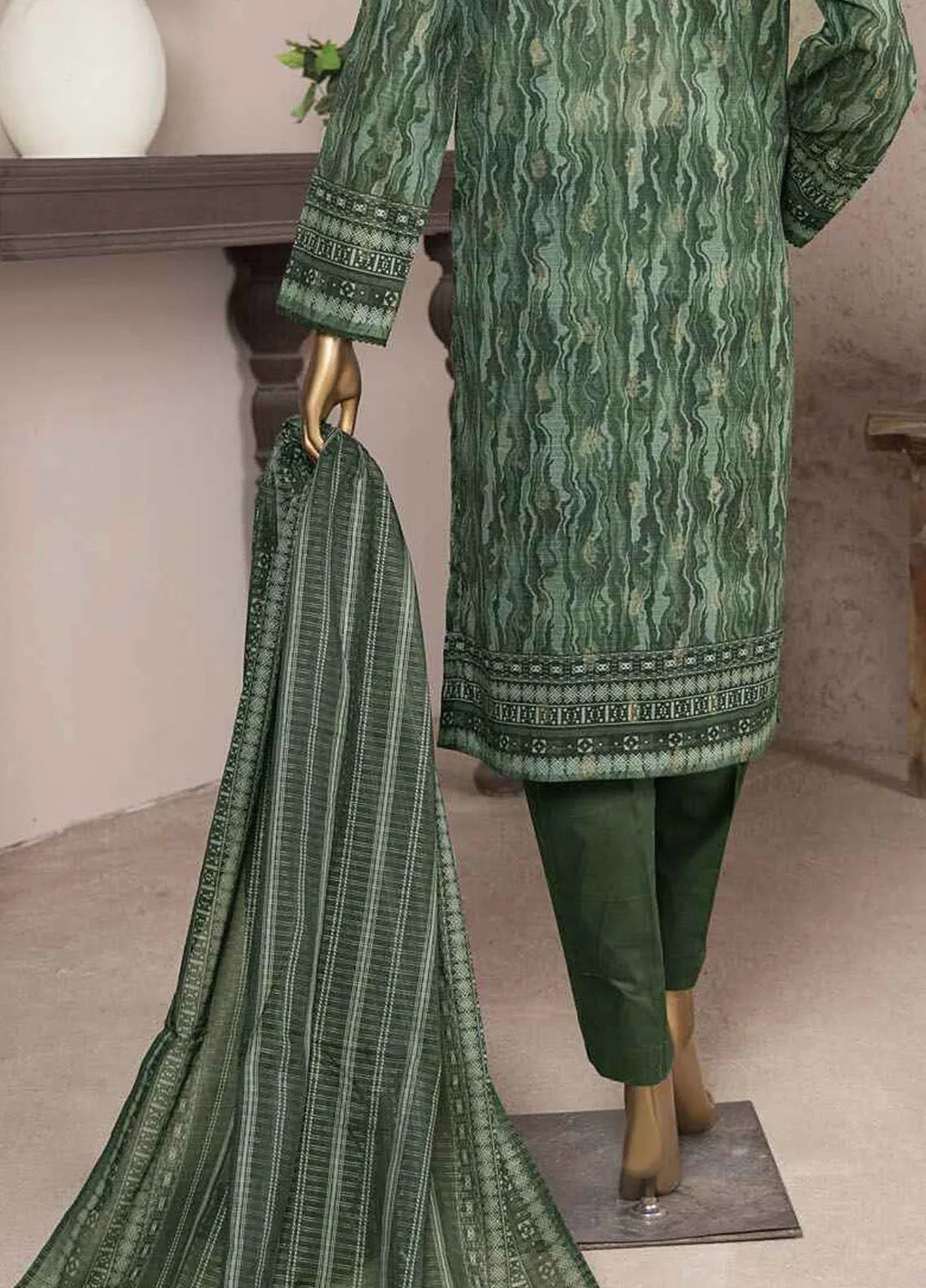 HZ Textiles Embroidered Jacquard Suits Unstitched 3 Piece HZ24KJ KJE-07 - Winter Collection