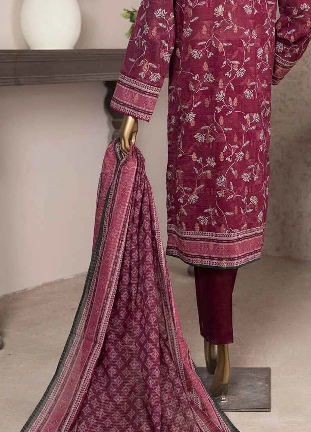 HZ Textiles Embroidered Jacquard Suits Unstitched 3 Piece HZ24KJ KJE-09 - Winter Collection