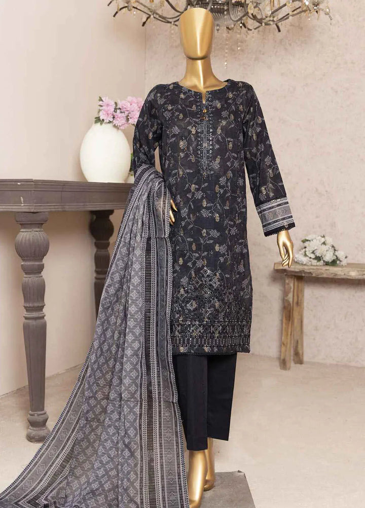 HZ Textiles Embroidered Jacquard Suits Unstitched 3 Piece HZ24KJ KJE-10 - Winter Collection