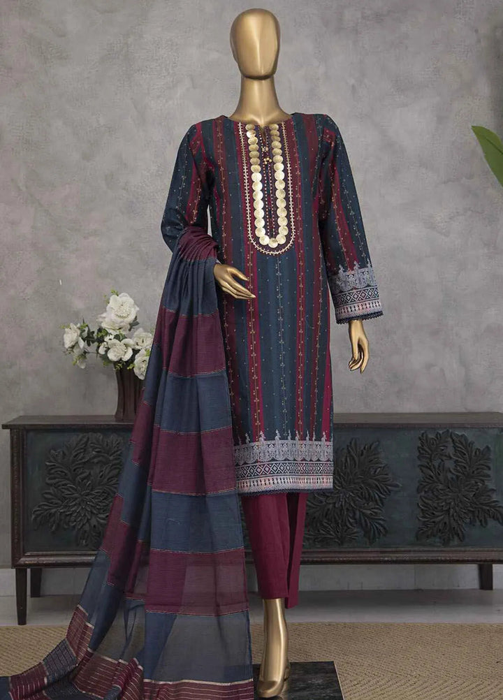 Hz Textiles Embroidered Jacquard Suits Unstitched 3 Piece HZ25TS TJE-1214 - Summer Collection