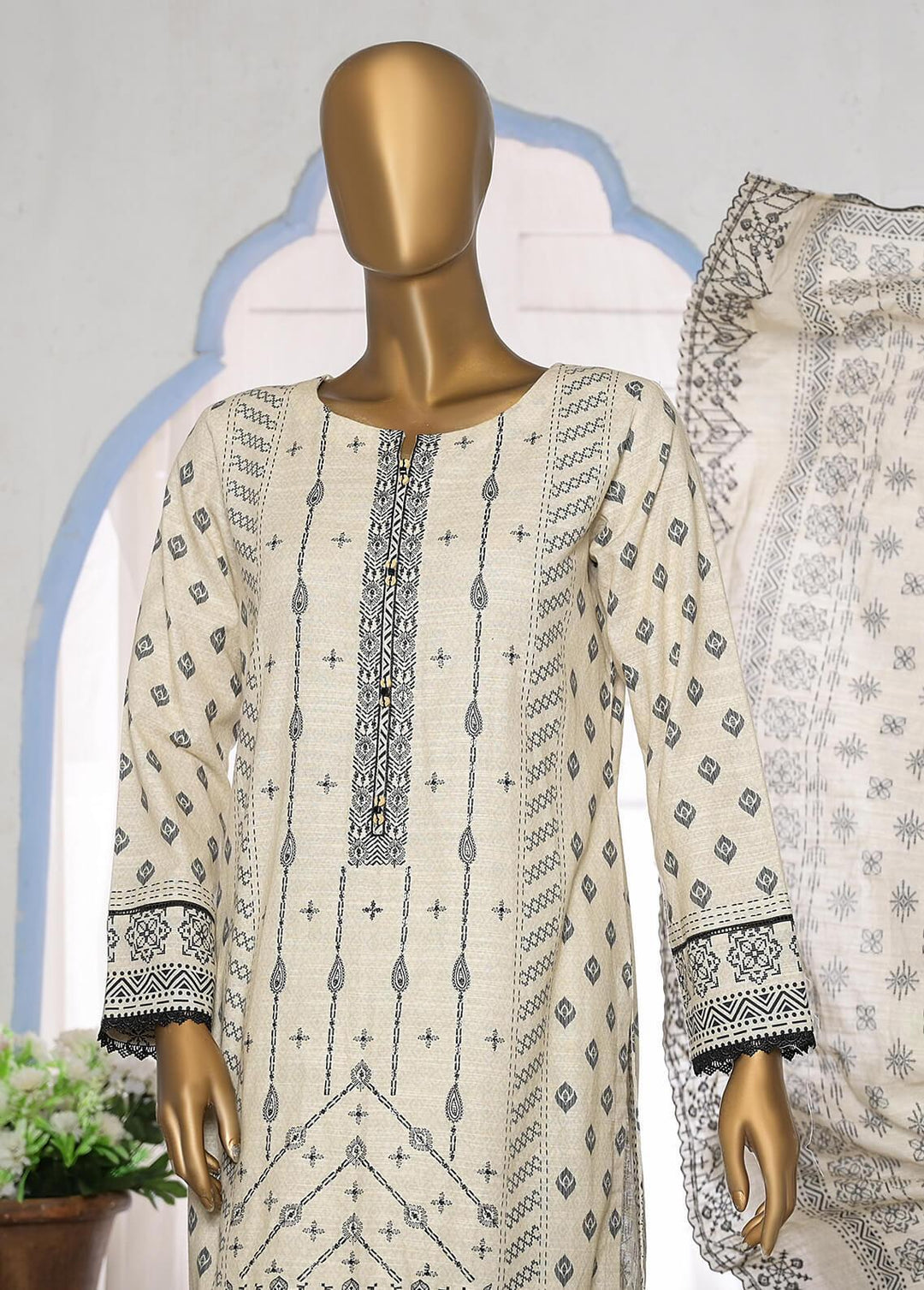 HZ Textiles Embroidered Khaddar Suits Unstitched 3 Piece HZ22KE PKE-2227 - Winter Collection